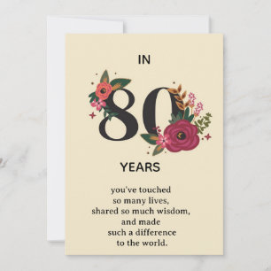 Elegant 80th Birthday Anniversary "In 80 Years" Fl Invitation