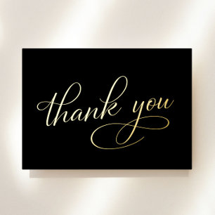 Elegant 80th Birthday Black Foil Thank You Card