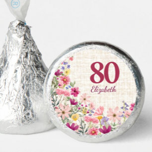 Elegant 80th Birthday for Her - Linen Flowers Hershey®'s Kisses®
