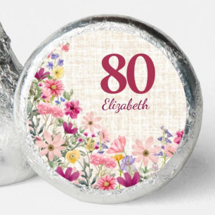 Elegant 80th Birthday for Her - Linen Flowers Hershey®'s Kisses®