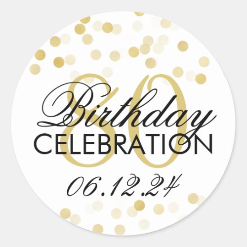 Elegant 80th Birthday Gold Foil Glitter Lights Classic Round Sticker