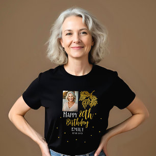 Elegant 80th Birthday Gold Foliage Photo Party Tri-Blend Shirt