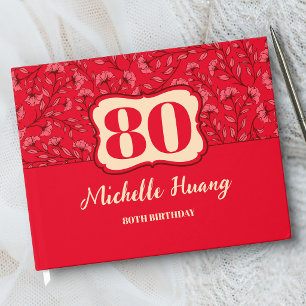 Elegant 80th Birthday Guest Book (RED)