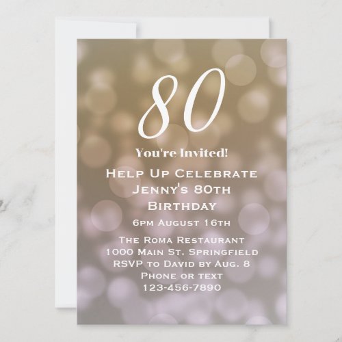 Elegant 80th Birthday Invitation For Her 