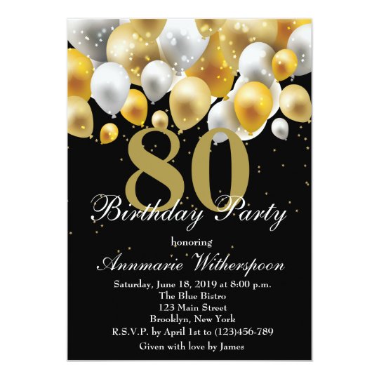 elegant 80th birthday invitation