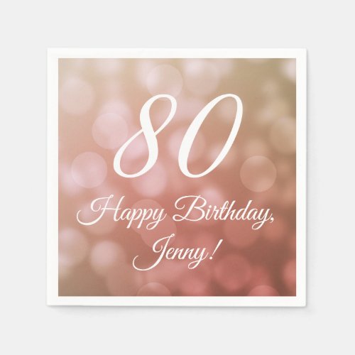 Elegant 80th Birthday Napkins For Her in Pink