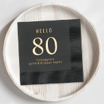 Elegant 80th Birthday Party  Foil Napkins<br><div class="desc">Elevate your 80th birthday party with these elegant foil-stamped napkins featuring your choice of gold,  silver or rose gold foil for a sophisticated touch,  "Hello 80" and your name in modern lettering, </div>