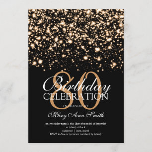Elegant 80th Birthday Party Gold Midnight Glam Invitation