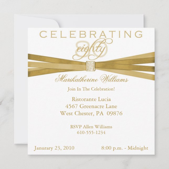 Elegant 80th Birthday Party Invitations (Front)