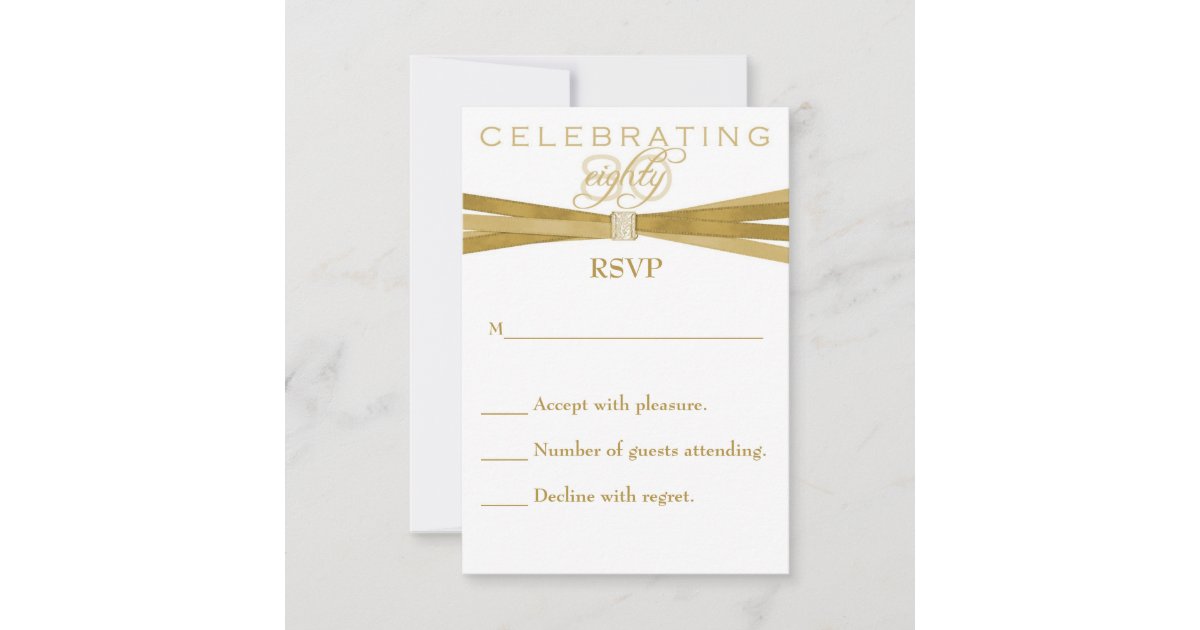 Elegant 80th Birthday Party Invitations RSVP Card | Zazzle