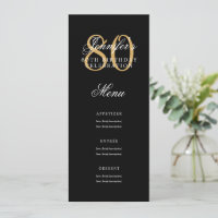 Elegant 80th Birthday Party Menu Gold Black