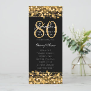 Elegant 80th Birthday Party Program Gold w/ Menu