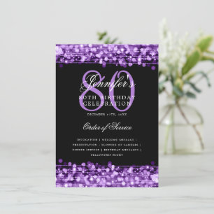 Elegant 80th Birthday Party Program Purple Menu