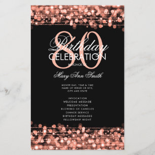 Elegant 80th Birthday Party Program Rose Gold Menu