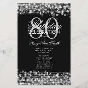 Elegant 80th Birthday Party Program Silver Menu Flyer