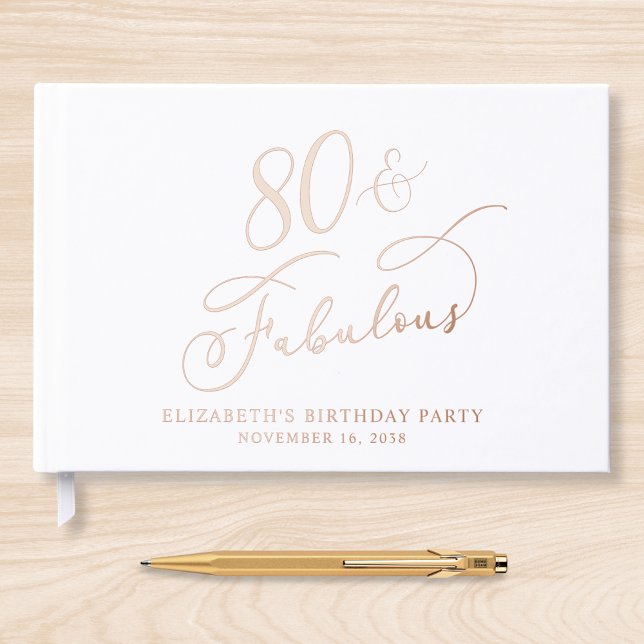 Elegant 80th Birthday Party Rose Gold Foil Guest Book (Creator Uploaded)