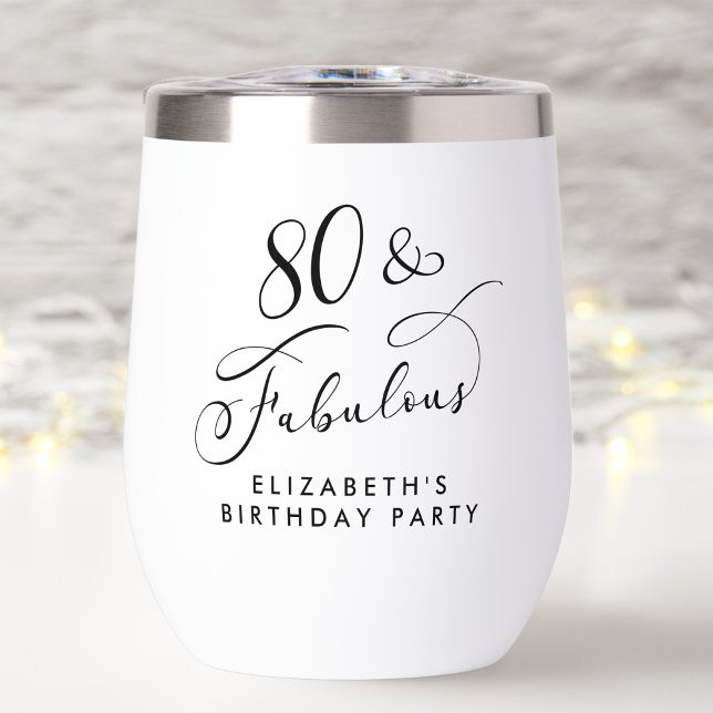 Elegant 80th Birthday Party Thermal Wine Tumbler (Creator Uploaded)