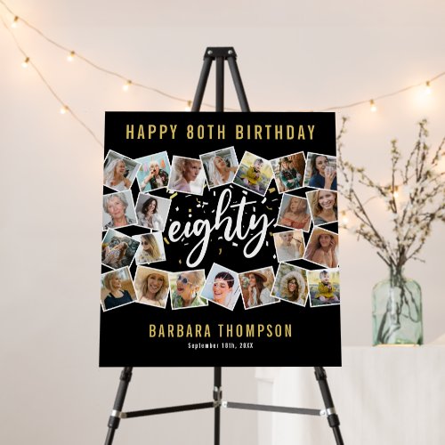 Elegant 80th Birthday Photo Collage Board
