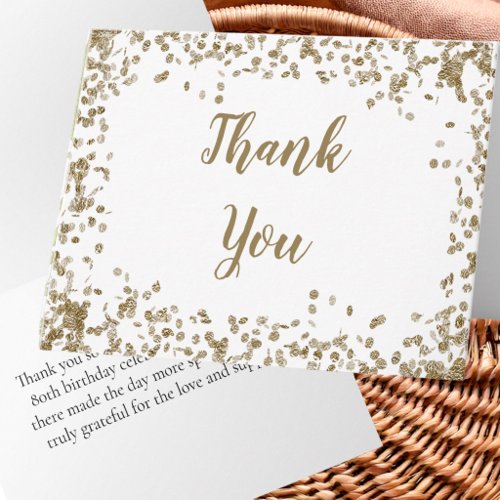 Elegant 80th Birthday Printed Gold Thank You Note Card