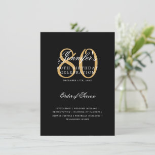 Elegant 80th Birthday Program Gold Black w/ Menu