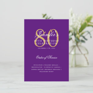 Elegant 80th Birthday Program Gold Purple Menu