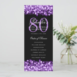 Elegant 80th Birthday Program Purple Thank You