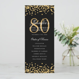 Elegant 80th Birthday Program Thank You Gold Black