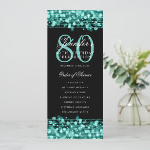Elegant 80th Birthday Program Turquoise Thank You