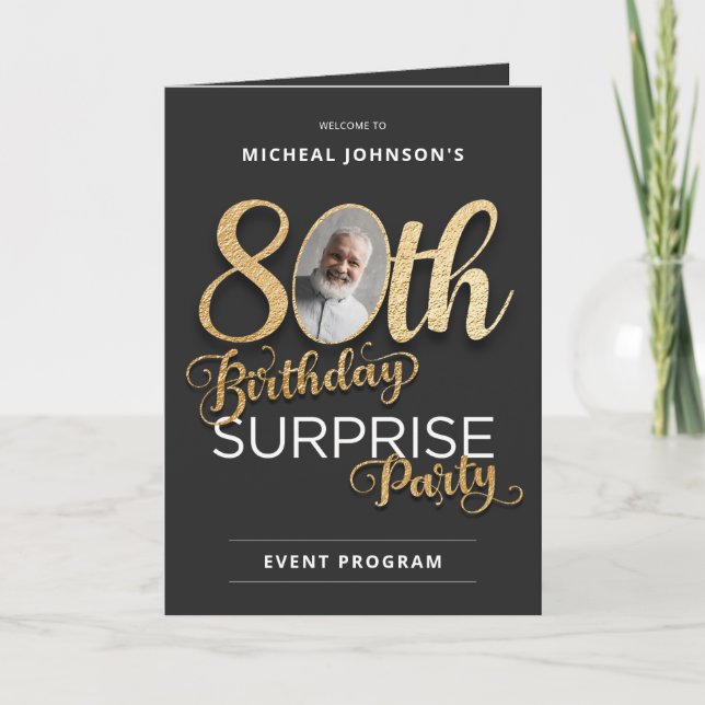 Elegant 80th Birthday Surprise Party Program (Front)