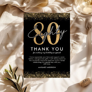 Elegant 80th Birthday Thank You Card