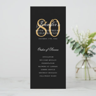 Elegant 80th Program Gold Black Menu+Thank You