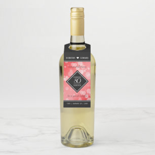 Elegant 80th Ruby Wedding Anniversary Celebration Bottle Hanger Tag