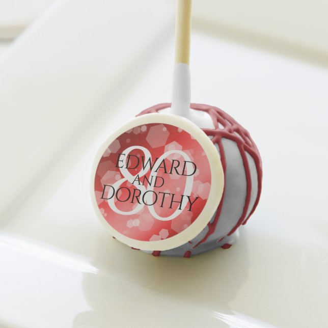 Elegant 80th Ruby Wedding Anniversary Celebration Cake Pops (Front Insitu)
