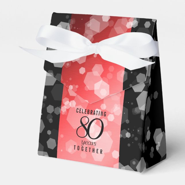 Elegant 80th Ruby Wedding Anniversary Celebration Favor Boxes (Front Side)