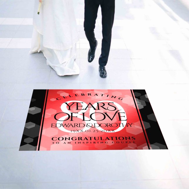 Elegant 80th Ruby Wedding Anniversary Celebration Floor Decals (Wedding)