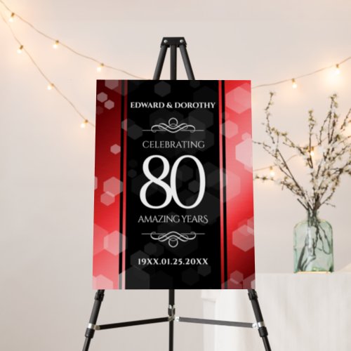 Elegant 80th Ruby Wedding Anniversary Celebration Foam Board
