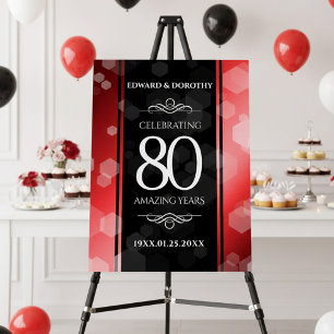 Elegant 80th Ruby Wedding Anniversary Celebration Foam Board
