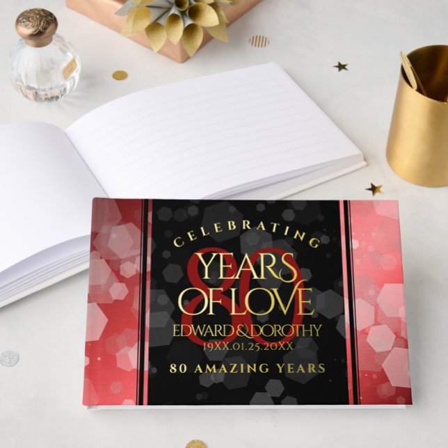 Elegant 80th Ruby Wedding Anniversary Celebration Foil Guest Book (Elegant 80th Ruby Wedding Anniversary Celebration Foil Guest Book Cover Photo)