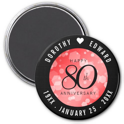 Elegant 80th Ruby Wedding Anniversary Celebration Magnet