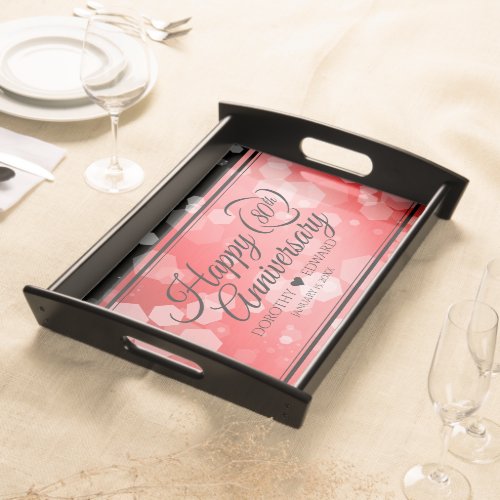 Elegant 80th Ruby Wedding Anniversary Celebration Serving Tray