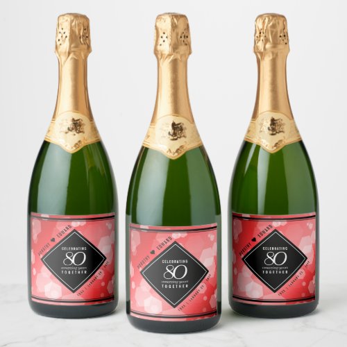Elegant 80th Ruby Wedding Anniversary Celebration Sparkling Wine Label