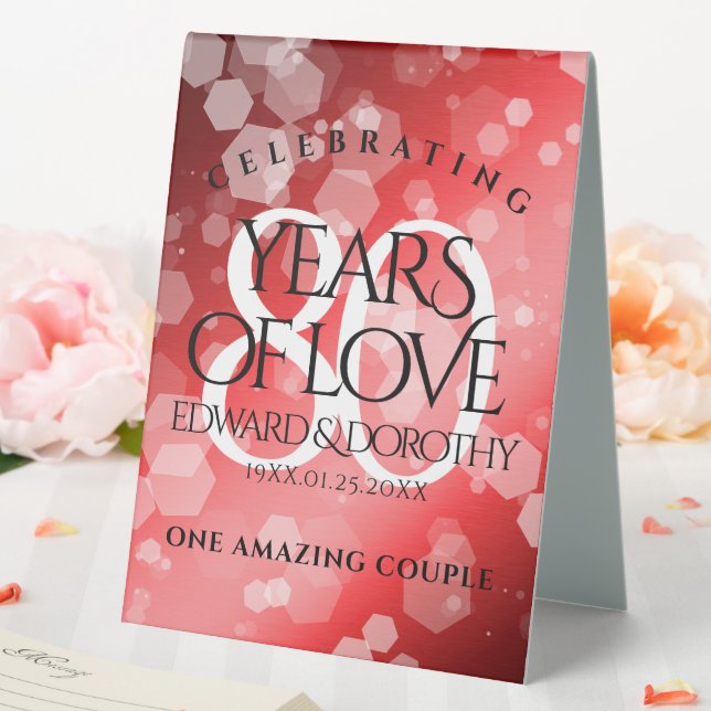 Elegant 80th Ruby Wedding Anniversary Celebration Table Tent (In SItu (Wedding))