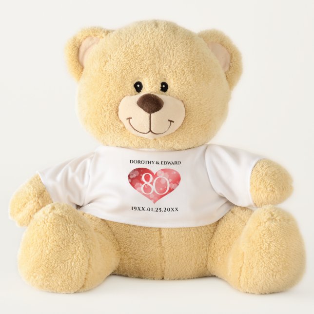 Elegant 80th Ruby Wedding Anniversary Celebration Teddy Bear (Front)
