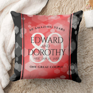 Elegant 80th Ruby Wedding Anniversary Celebration Throw Pillow