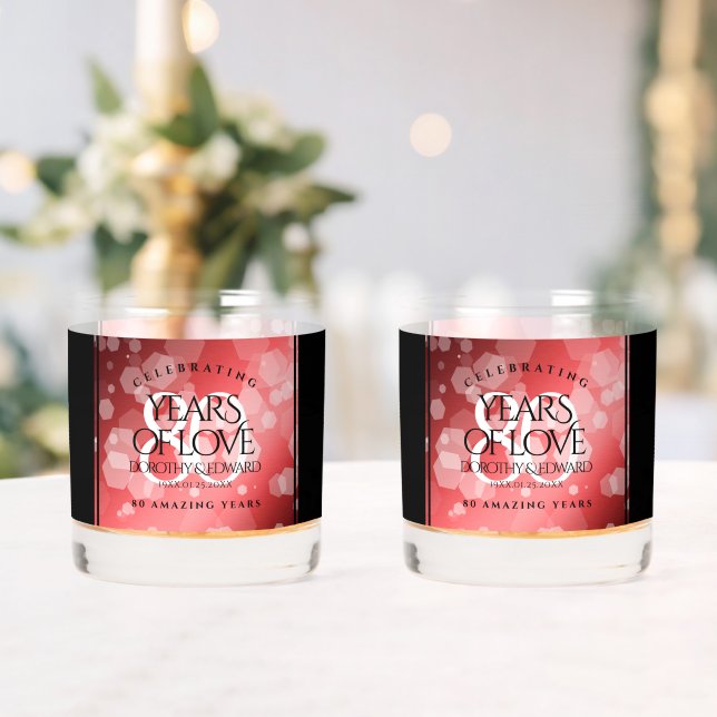 Elegant 80th Ruby Wedding Anniversary Celebration Whiskey Glass (Insitu (Wedding))