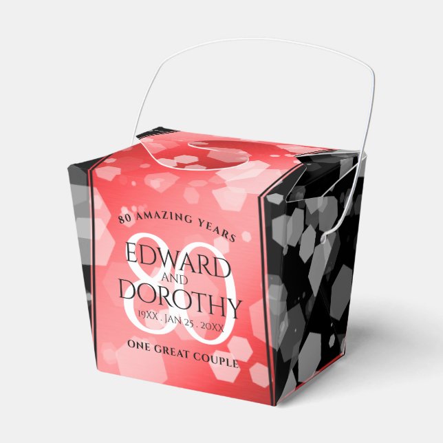Elegant 80th Ruby Wedding Anniversary Favor Boxes (Front Side)