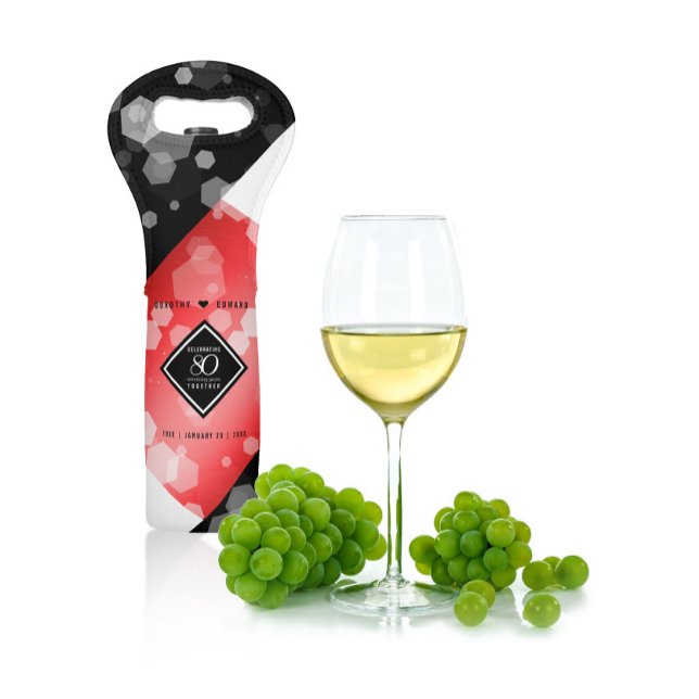 Elegant 80th Ruby Wedding Anniversary Wine Bag (Creator Uploaded)