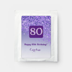 Elegant 80th Tea Birthday Party Purple Glitter Bag Drink Mix