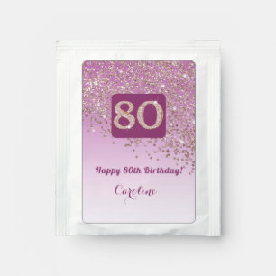 Elegant 80th Tea Birthday Party Rose Gold Glitter Bag Drink Mix