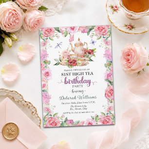 Elegant 81st Birthday High Tea Party Invitation